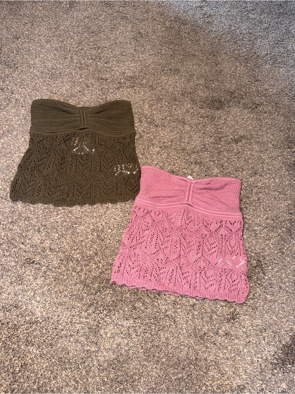 Aerie Crochet TubeTops — Pink / Olive